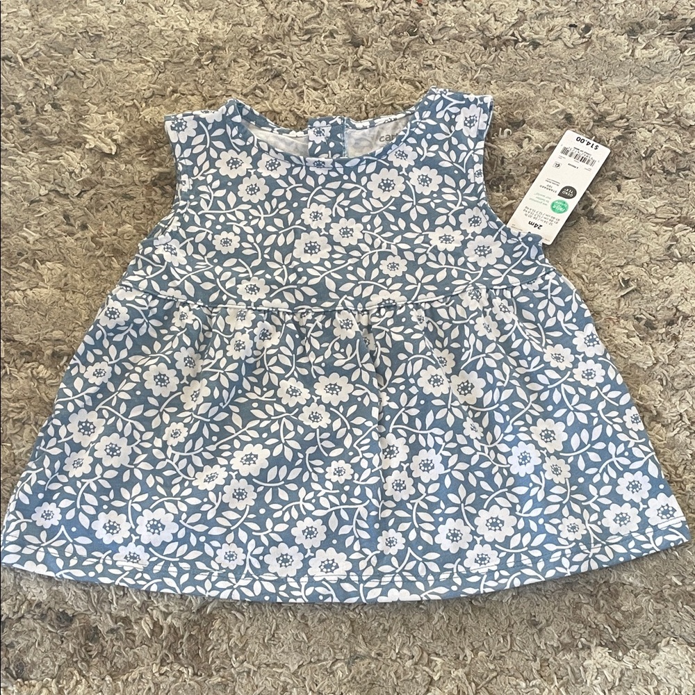 Carters Blue and White Floral Dress size 24 months baby toddler NWT